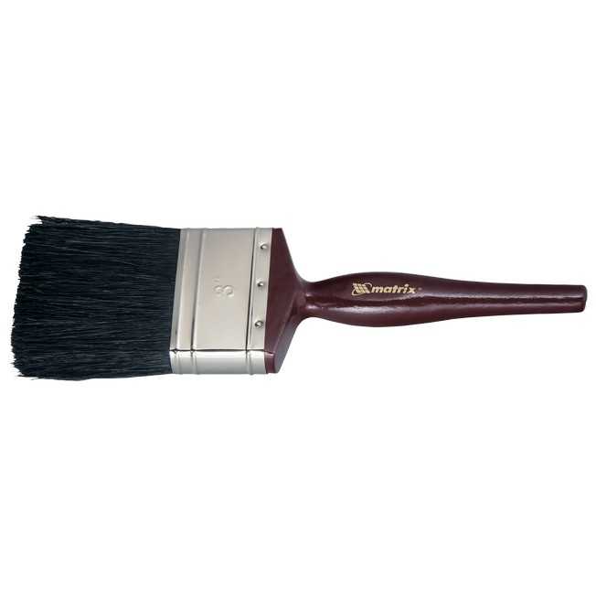 Кисть плоская "Декор" 3" (75 мм), натуральная черная щетина, деревянная ручка MTX Кисти плоские фото, изображение